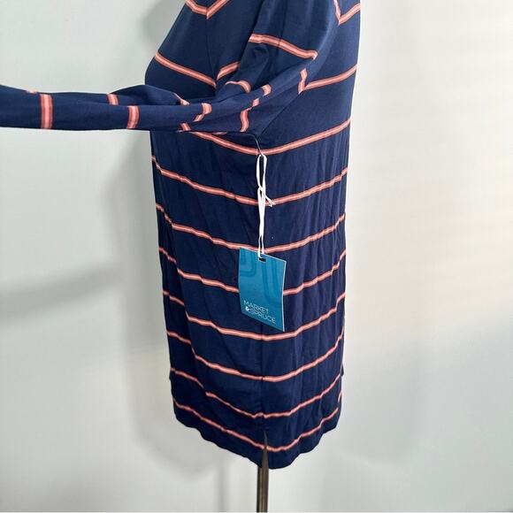Market & Spruce Size M Navy Blue Striped Turtleneck Top NWT Neutral Layering - Picture 3 of 8